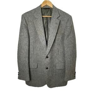 VTG Lord & Taylor Harris Tweed Scottish Wool Blazer Sport Coat Gray Blue Men 40R